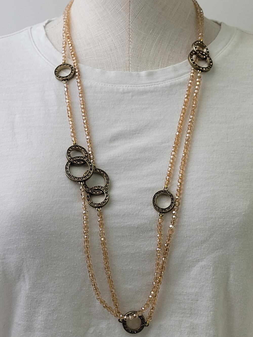 Heidi Daus The Long and Short of It Beaded Crystal Toggle Deco Necklace